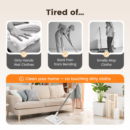 💦Hot Sale🧹Disposable Dust Mop with 4 Reusable Cloths