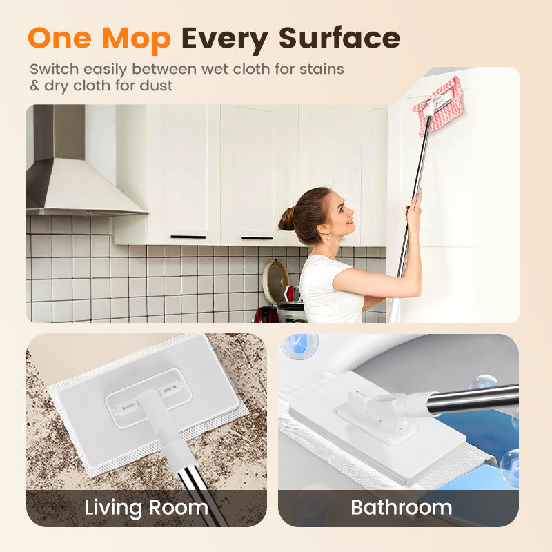 💦Hot Sale🧹Disposable Dust Mop with 4 Reusable Cloths