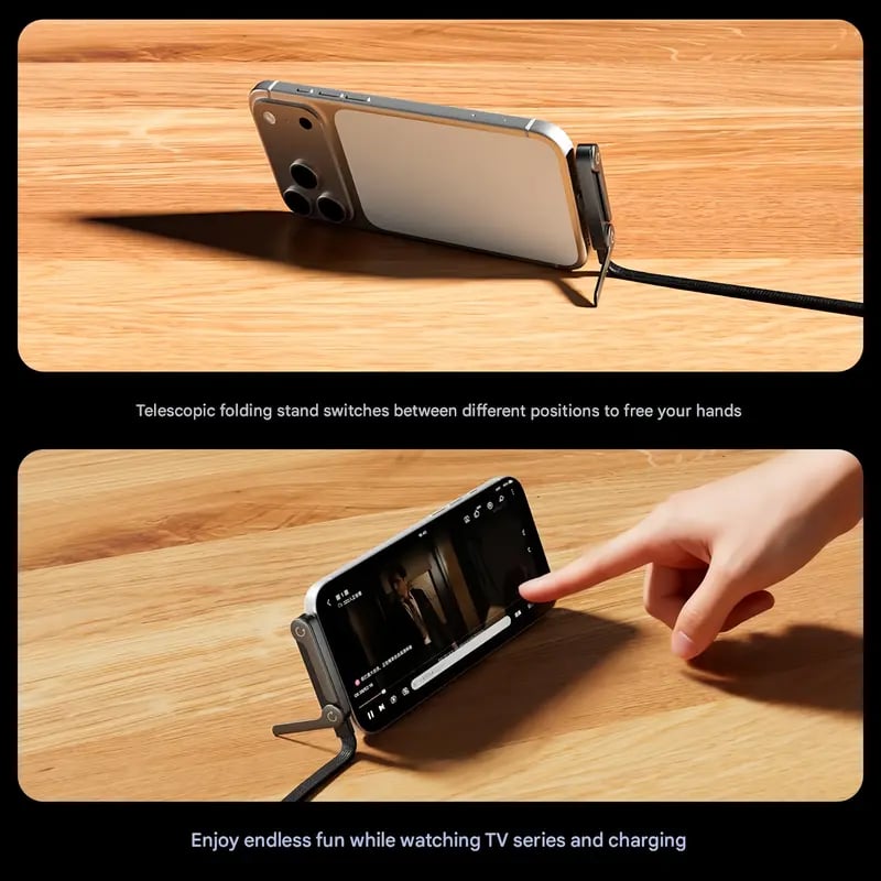 📢📢50% OFF !! ⏰⚡2-in-1 Invisible Holder Charger Cable – 240W Fast Charging Cord with Built-In Phone Stand