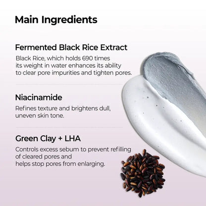 Peel Shot Black Rice Mochi Whip Cleanser 100ml formulated for blackheads, clogged pores, excess sebum, and dull skin