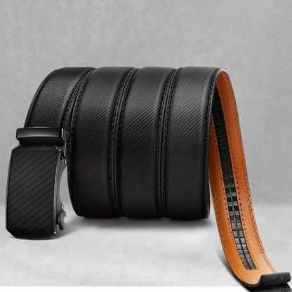 Leather Ratchet Belt With Adjustable Buckle