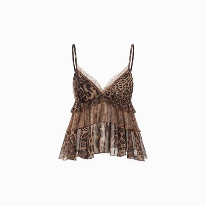 Ruffled Lace Trim Camisole Top