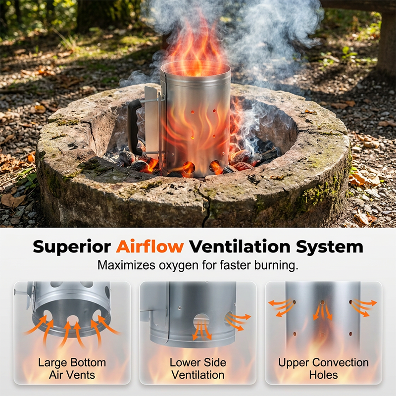 Heavy-Duty Steel BBQ Charcoal Starter
